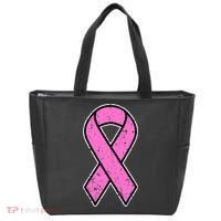 Distressed Breast Cancer Awareness Pink Ribbon Tote Bag thumb 0