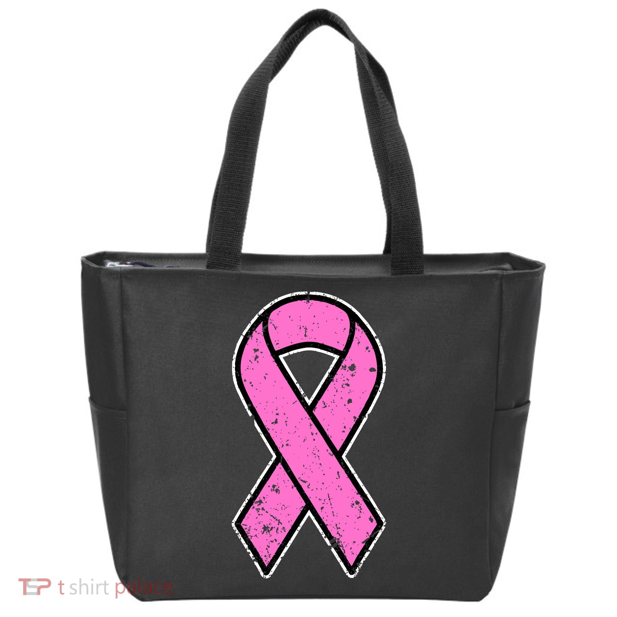 Distressed Breast Cancer Awareness Pink Ribbon Tote Bag