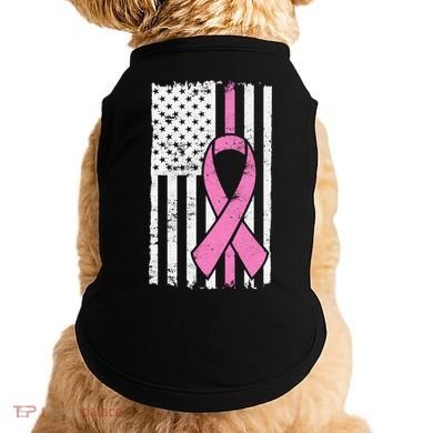 Distressed Breast Cancer Ribbon Flag Doggie Tank