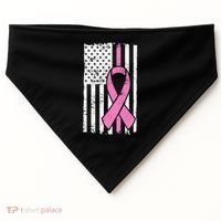 Distressed Breast Cancer Ribbon Flag USA-Made Doggie Bandana thumb 0