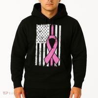 Distressed Breast Cancer Ribbon Flag Hoodie thumb 2