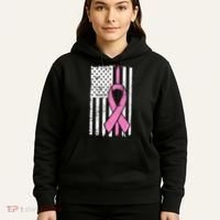 Distressed Breast Cancer Ribbon Flag Hoodie thumb 5
