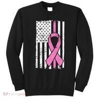 Distressed Breast Cancer Ribbon Flag Sweatshirt thumb 0