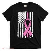 Distressed Breast Cancer Ribbon Flag T-Shirt thumb 0