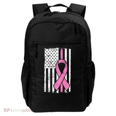 Distressed Breast Cancer Ribbon Flag Backpack
