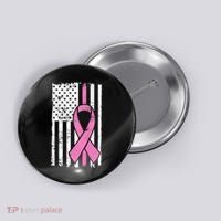 Distressed Breast Cancer Ribbon Flag Button thumb 0