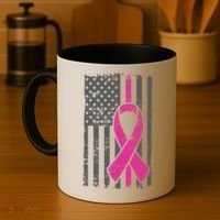 Distressed Breast Cancer Ribbon Flag Coffee Mug thumb 4