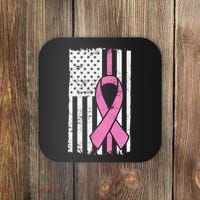 Distressed Breast Cancer Ribbon Flag Coaster thumb 0