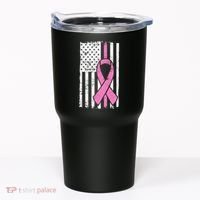 Distressed Breast Cancer Ribbon Flag Tumbler thumb 0