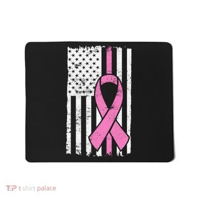 Distressed Breast Cancer Ribbon Flag Mousepad
