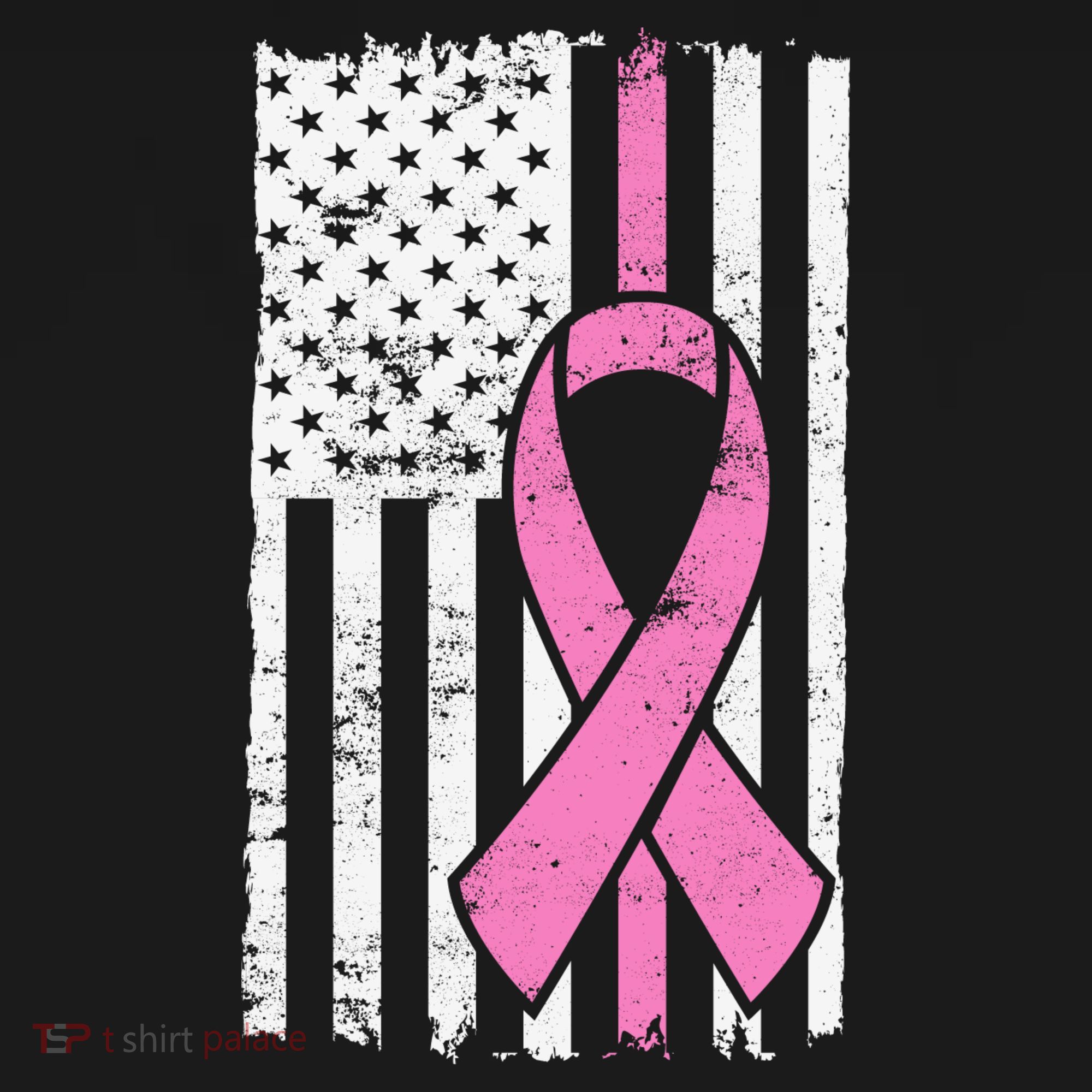 Distressed Breast Cancer Ribbon Flag Mousepad