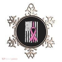 Distressed Breast Cancer Ribbon Flag Ornament thumb 0