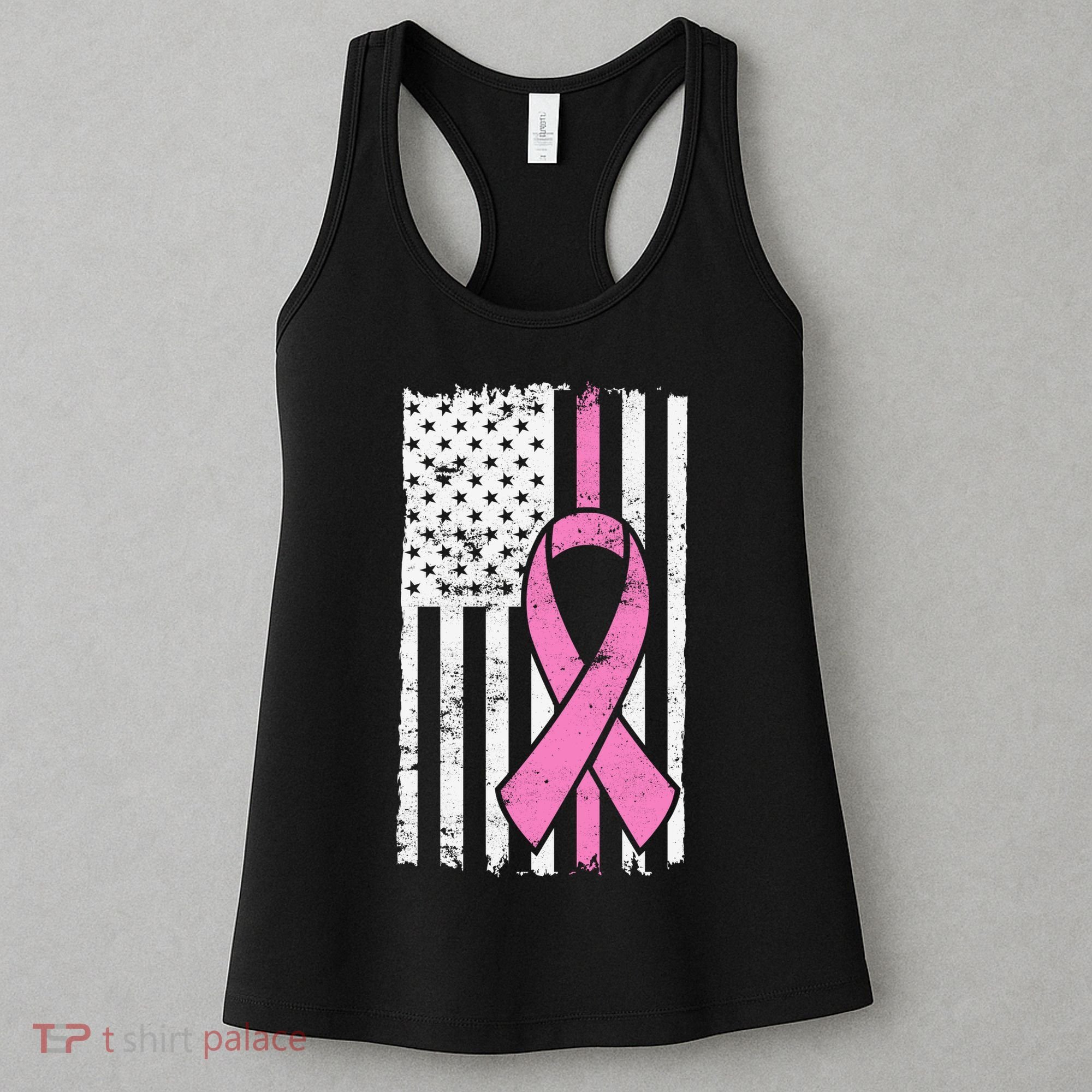 Distressed Breast Cancer Ribbon Flag Women's Tank Top