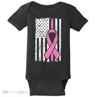 Distressed Breast Cancer Ribbon Flag Baby Bodysuit thumb 0