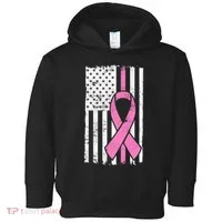 Distressed Breast Cancer Ribbon Flag Toddler Hoodie thumb 0