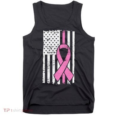 Distressed Breast Cancer Ribbon Flag Tank Top