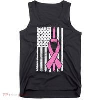 Distressed Breast Cancer Ribbon Flag Tank Top thumb 0