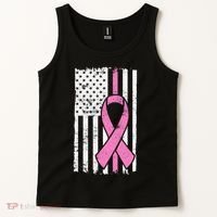 Distressed Breast Cancer Ribbon Flag Tank Top thumb 2