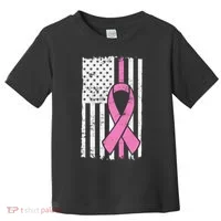 Distressed Breast Cancer Ribbon Flag Toddler T-Shirt thumb 0