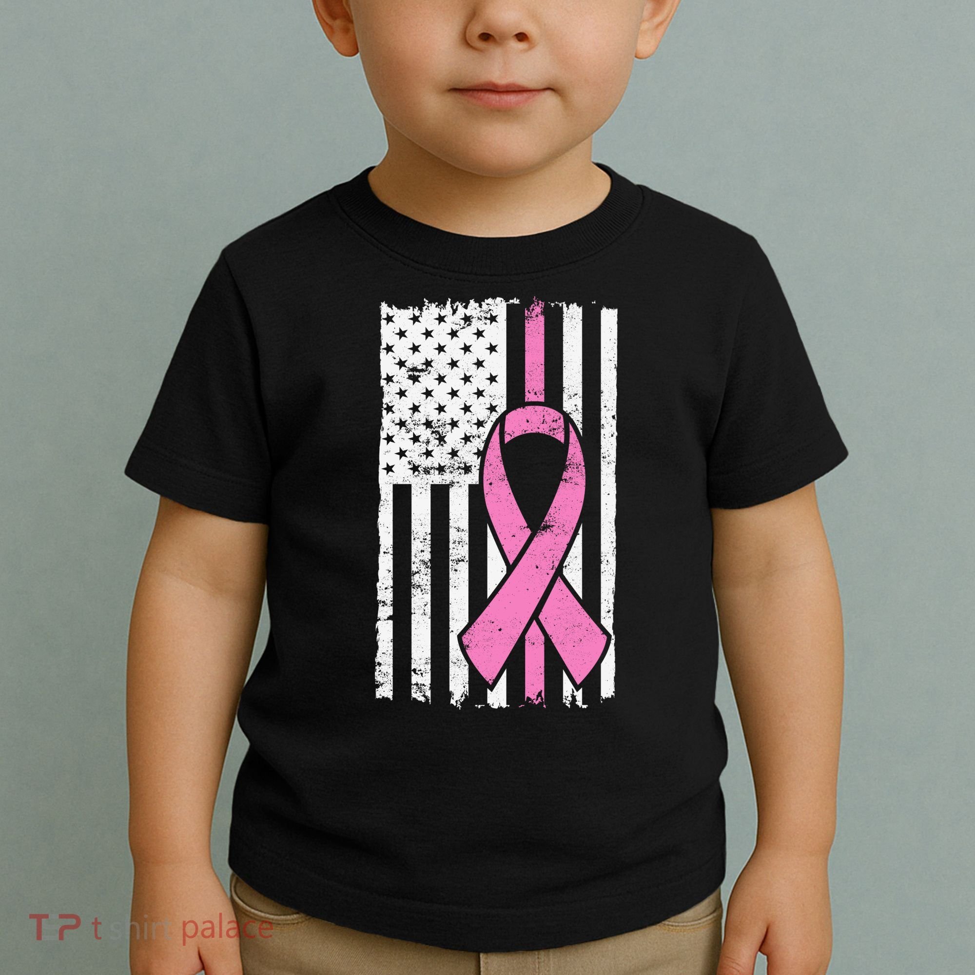 Distressed Breast Cancer Ribbon Flag Toddler T-Shirt