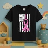 Distressed Breast Cancer Ribbon Flag Toddler T-Shirt thumb 3