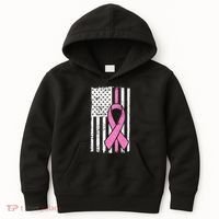 Distressed Breast Cancer Ribbon Flag Kids Hoodie thumb 0