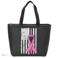 Distressed Breast Cancer Ribbon Flag Tote Bag thumb 0