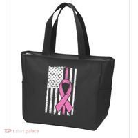 Distressed Breast Cancer Ribbon Flag Tote Bag thumb 3