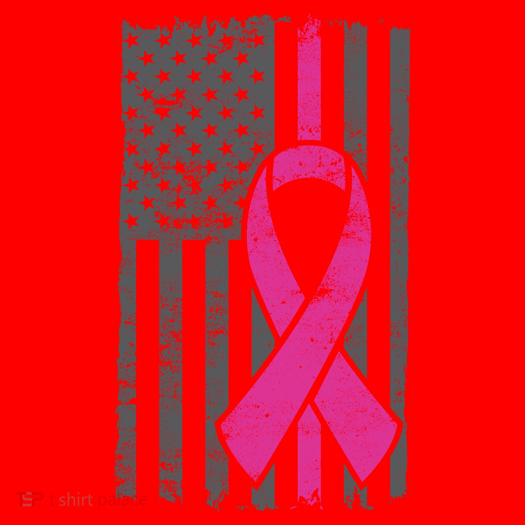 Distressed Breast Cancer Ribbon Flag Santa Hat