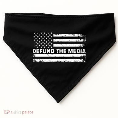 Distressed Defund The Media American Flag USA-Made Doggie Bandana