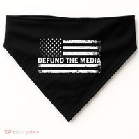 Distressed Defund The Media American Flag USA-Made Doggie Bandana thumb 0