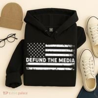 Distressed Defund The Media American Flag Hoodie thumb 4