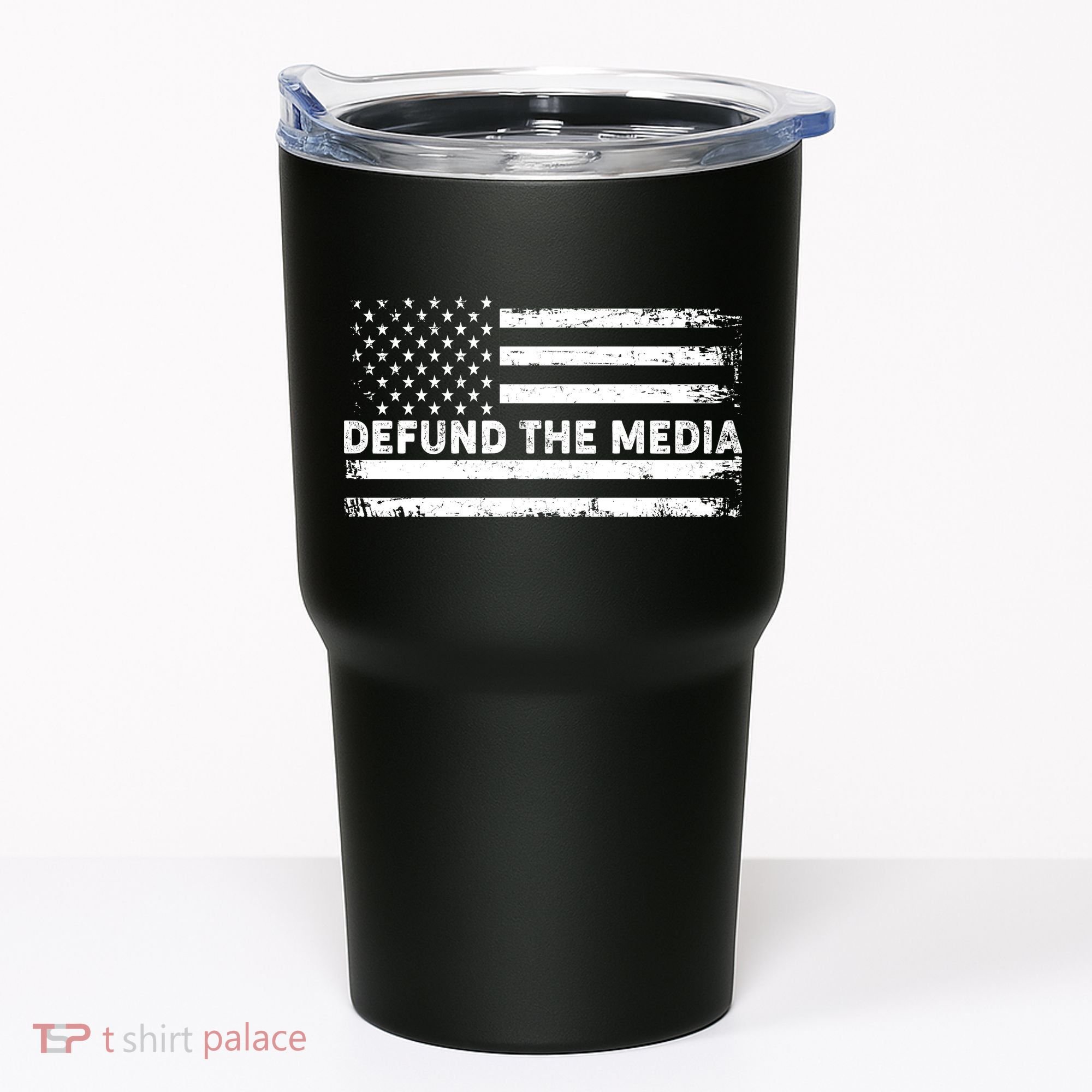 Distressed Defund The Media American Flag Tumbler