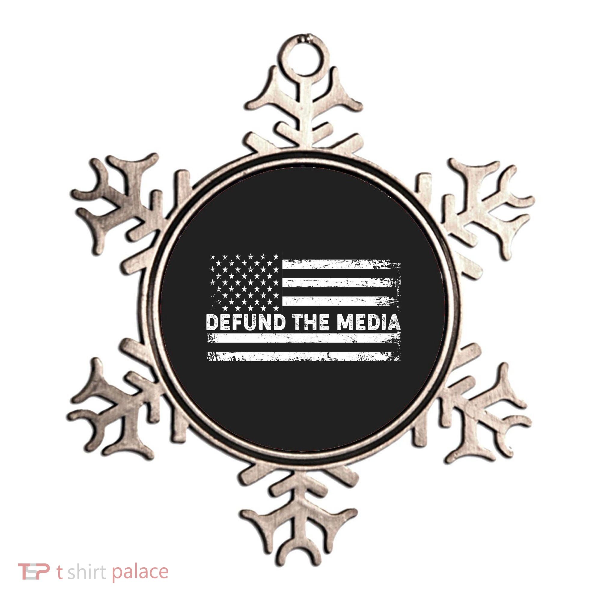 Distressed Defund The Media American Flag Ornament