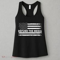 Distressed Defund The Media American Flag Women's Tank Top thumb 3