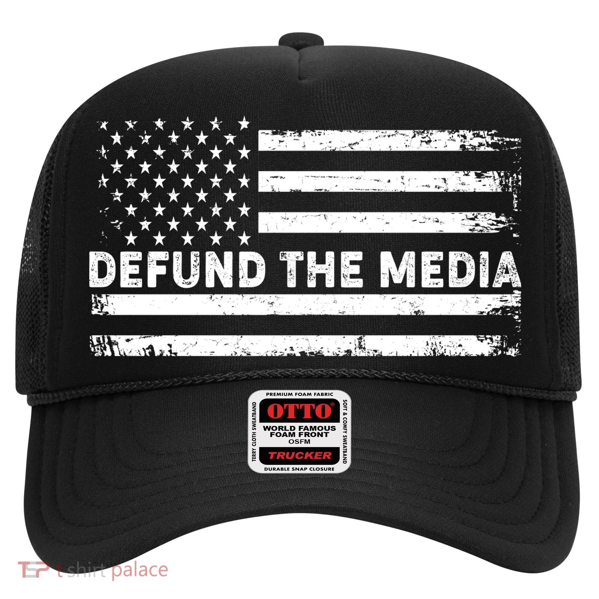 Distressed Defund The Media American Flag Hat