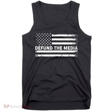 Distressed Defund The Media American Flag Tank Top
