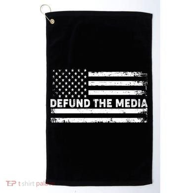 Distressed Defund The Media American Flag Golf Towel