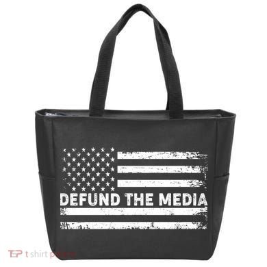 Distressed Defund The Media American Flag Tote Bag