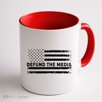 Distressed Defund The Media American Flag Coffee Mug thumb 1