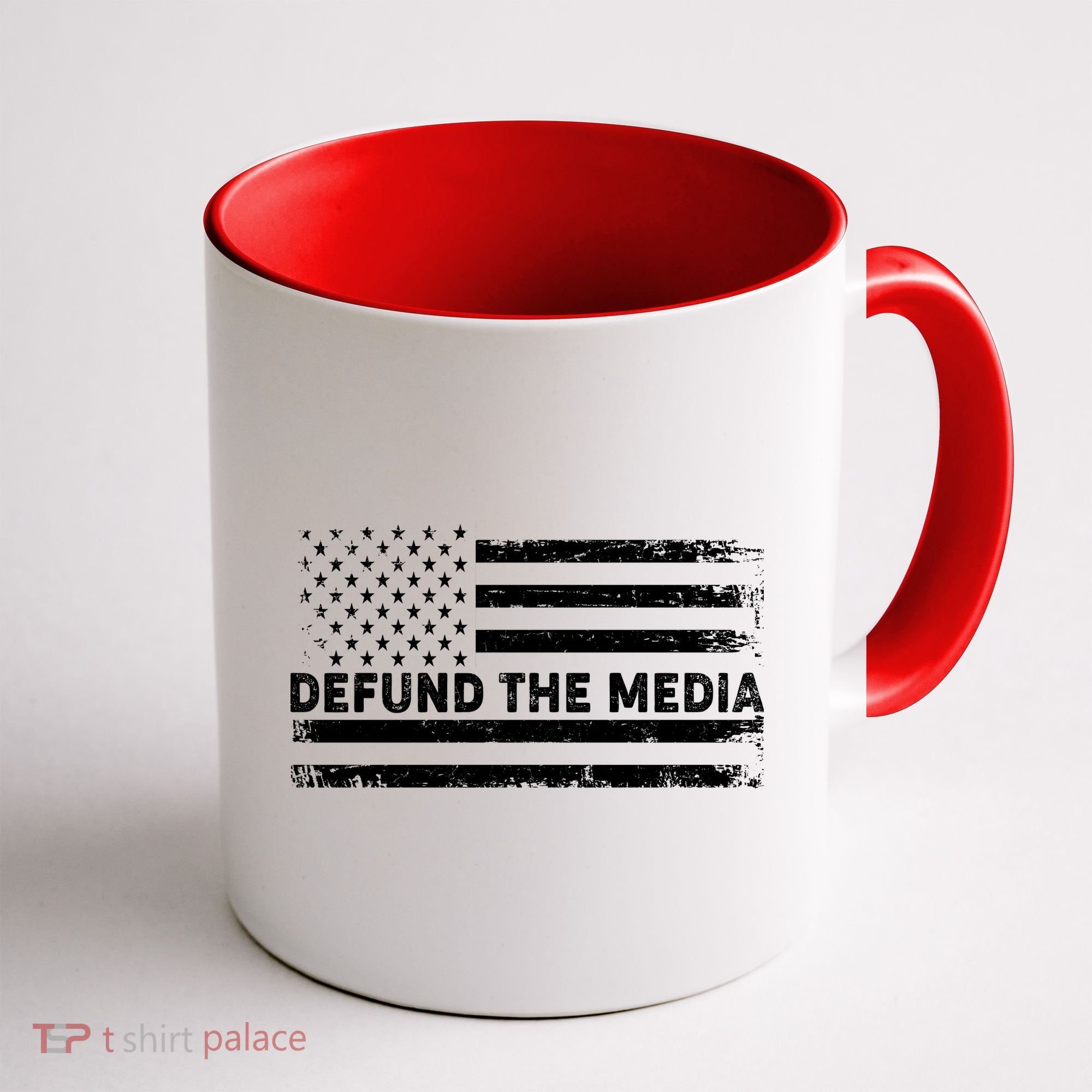 Distressed Defund The Media American Flag Coffee Mug