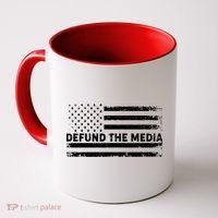 Distressed Defund The Media American Flag Coffee Mug thumb 0