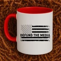 Distressed Defund The Media American Flag Coffee Mug thumb 2