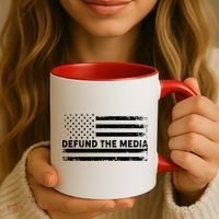 Distressed Defund The Media American Flag Coffee Mug thumb 3