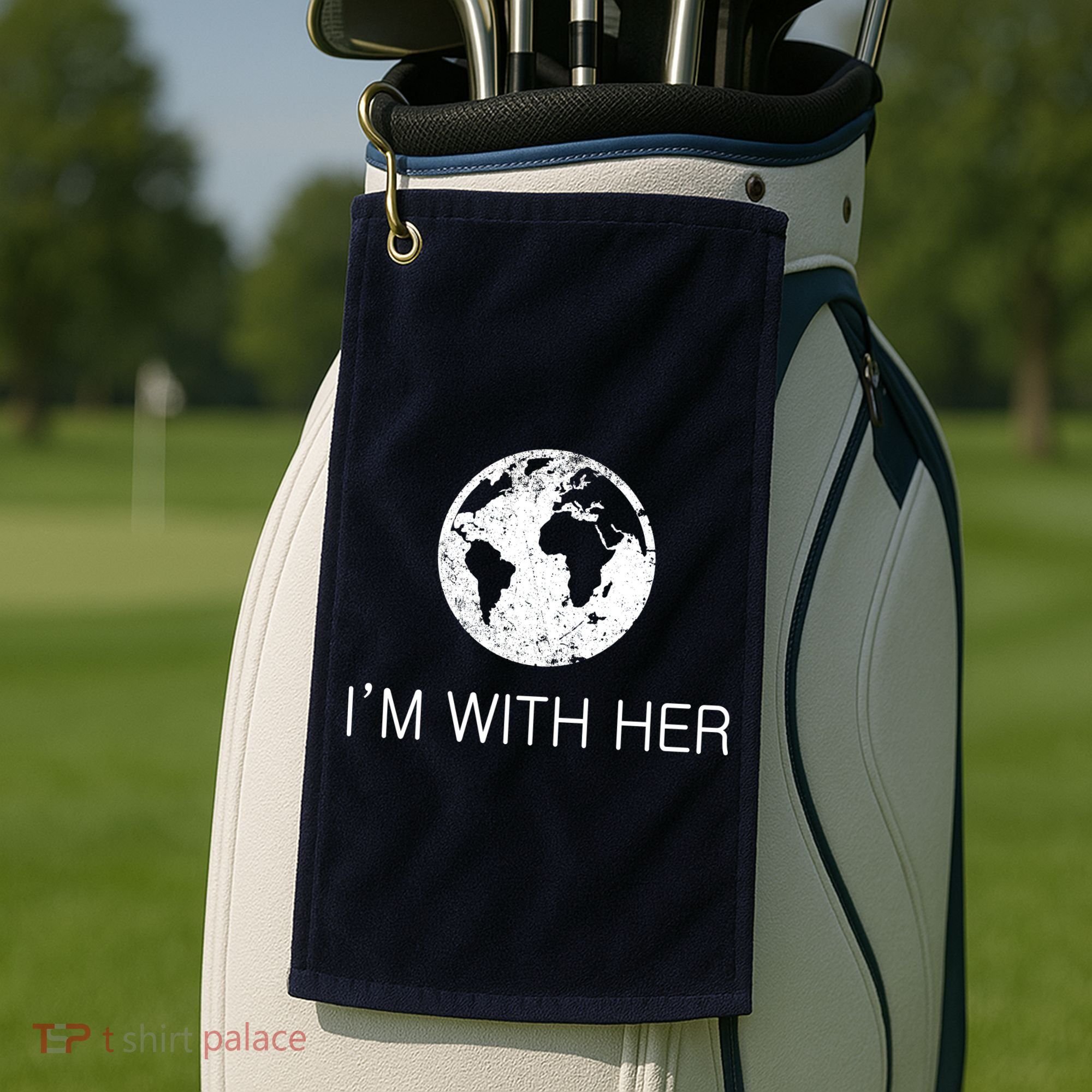 Distressed Earth Day I'm With Her Science March Golf Towel