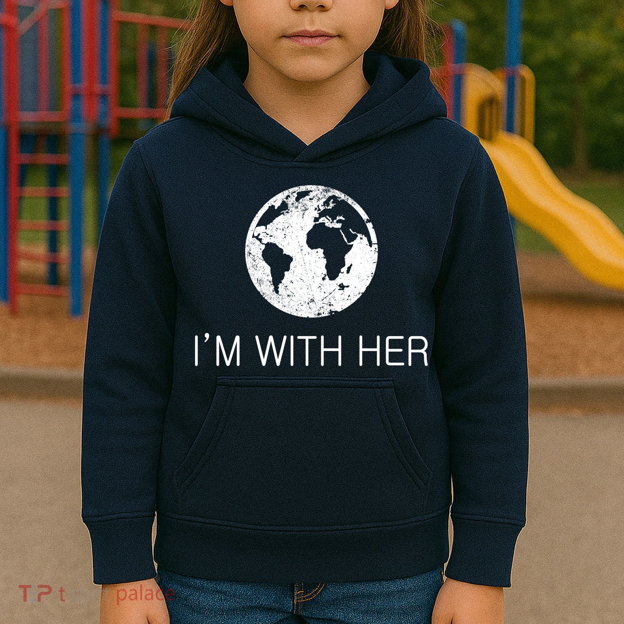 Distressed Earth Day I'm With Her Science March Kids Hoodie