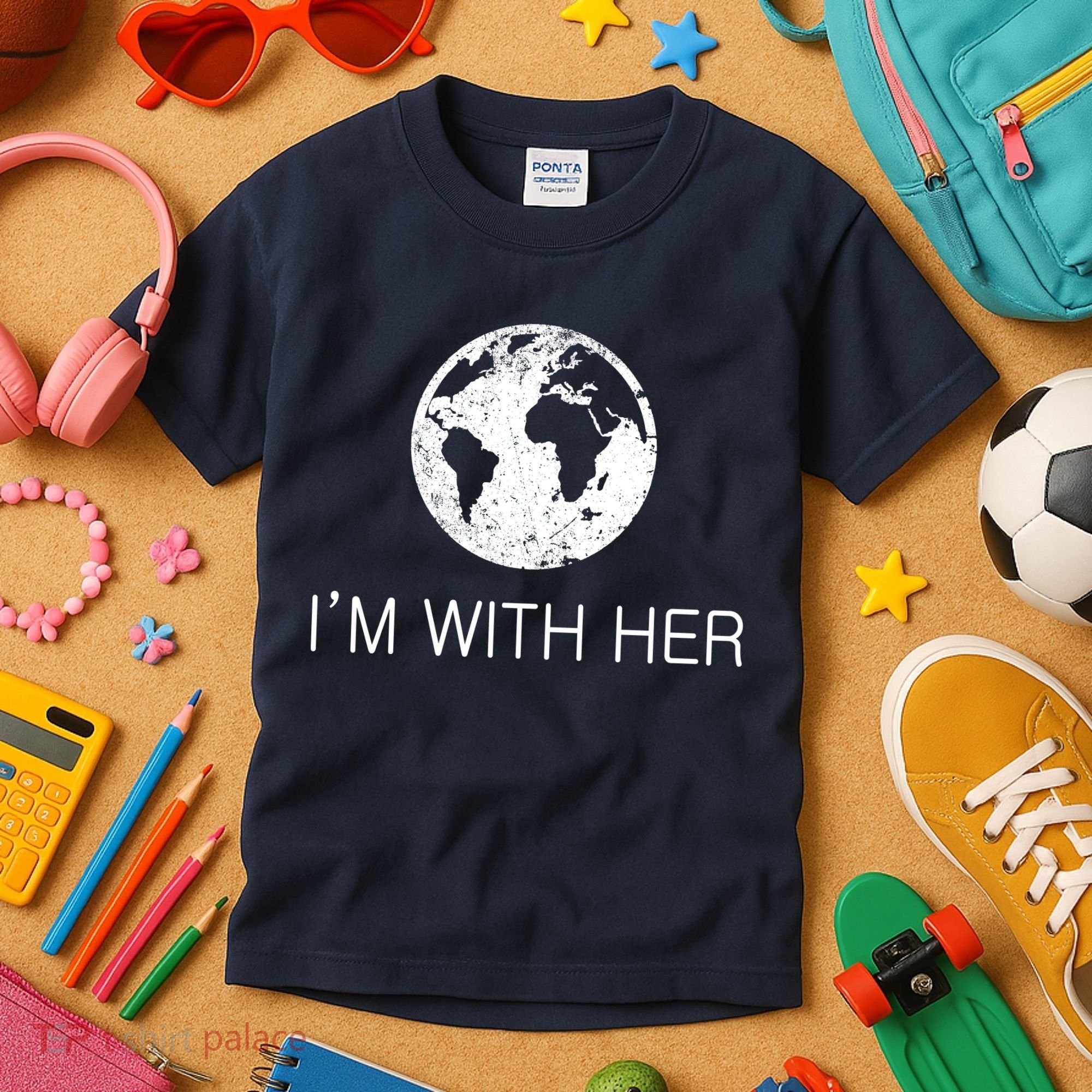 Distressed Earth Day I'm With Her Science March Kids T-Shirt