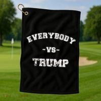 Distressed Everybody VS Trump Golf Towel thumb 1
