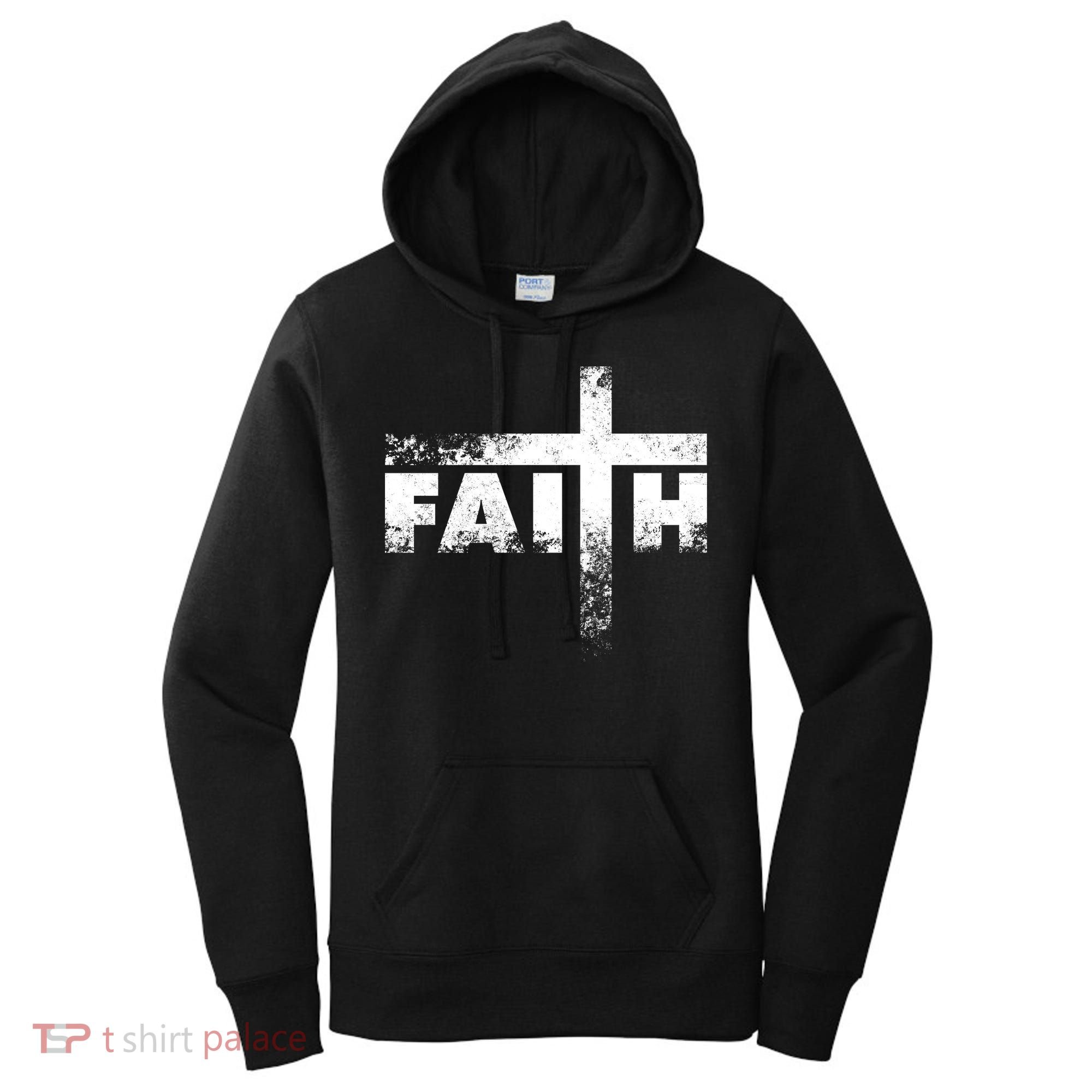 Distressed Faith Cross  Women's Hoodie