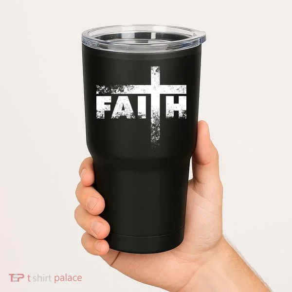 Distressed Faith Cross  Tumbler